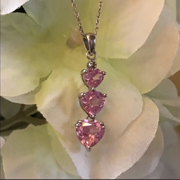 Jewelry - Pink Sapphire teardrop hearts pendant